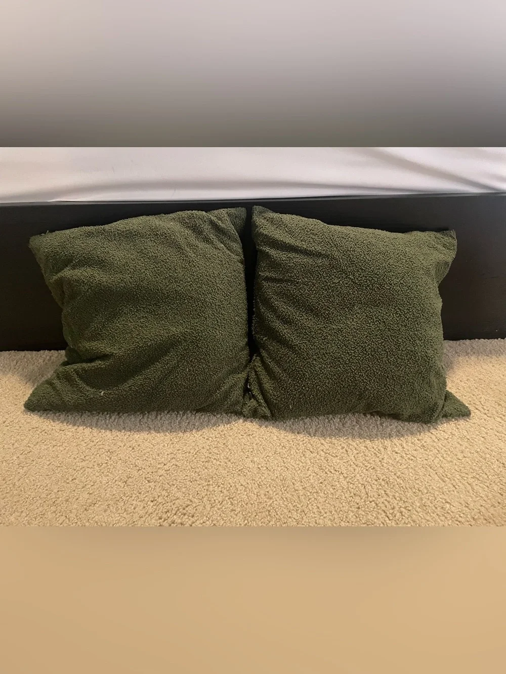 IKEA Olive Green Plush Throw Pillow Pair